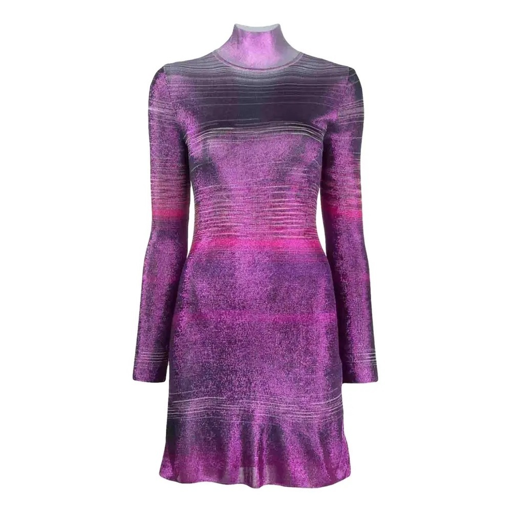 New Missoni Mini Long Sleeve Dress Metallic Purple Fall Knit Revolve Rare - Picture 7 of 10